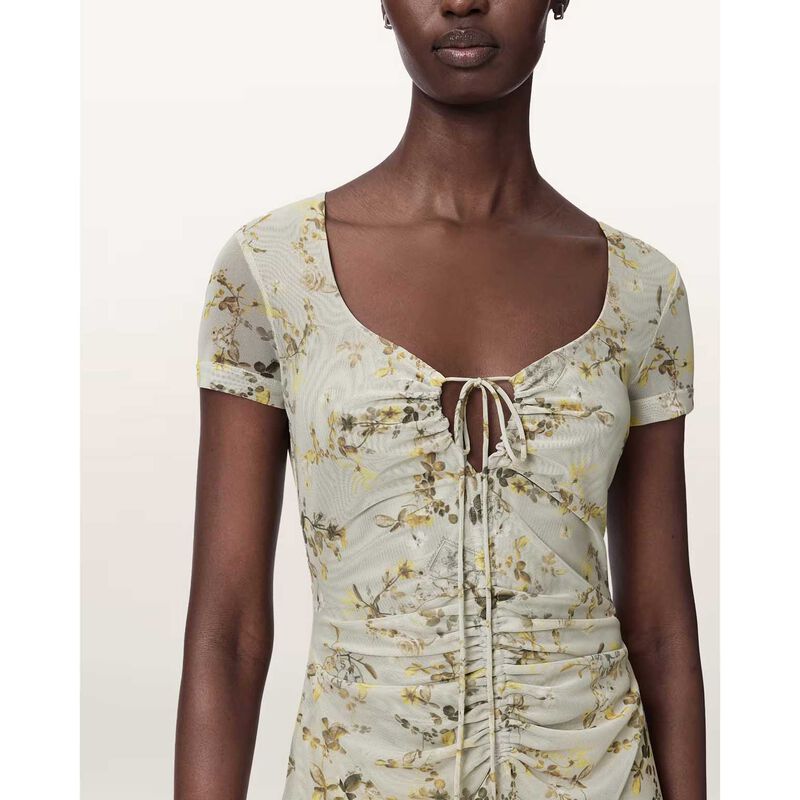 AllSaints Gabby Floral Print Mesh Maxi Dress image number 2